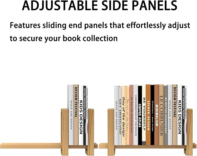 Adjustable Table Top Bookshelf Wooden Desktop Bookshelf Retro Mini Book Shelf Organizer Desk Bookshelves Magazine Files Letters Holder Racks for Home Office Supplies, Tabletop Book Storage Rack