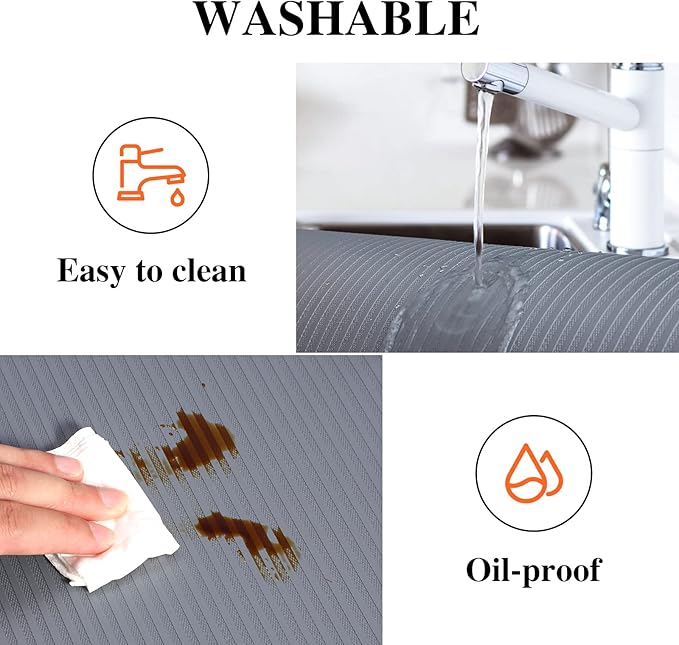 Mcrbeay Shelf Liners for Kitchen Cabinets, Non-Adhesive, 17.5 Inch x 30Ft, Non-Slip Kitchen Drawer Liner, Waterproof Durable Cabinet Liners for Shelves, Pantry, Dark Gray