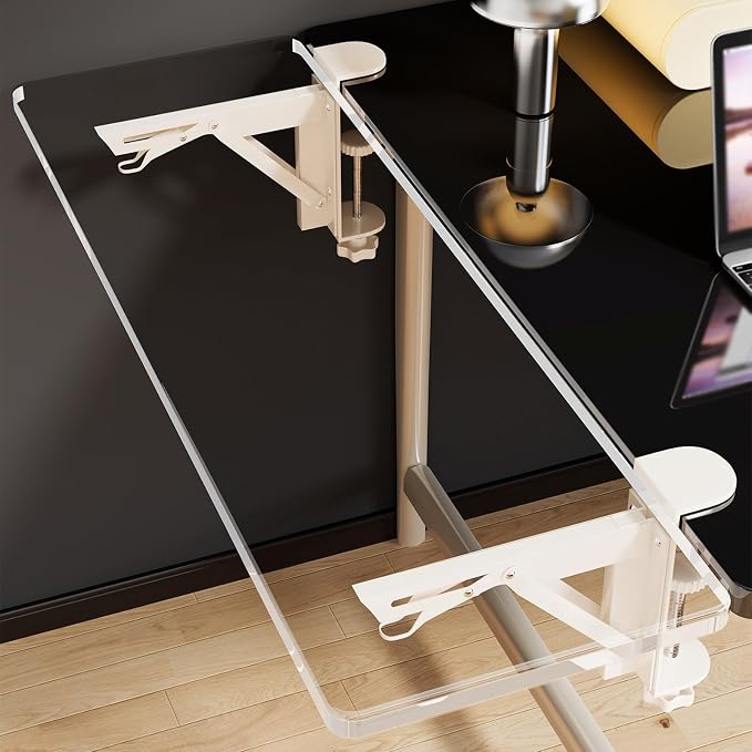 Clamp-on Desktop Extension Arm Tray,90-degree Foldable Side-extension Tray,Ergonomic Design,No-drill Installation,Suitable for Home Office Desks(80cm/31.5in)