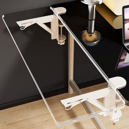 Clamp-on Desktop Extension Arm Tray,90-degree Foldable Side-extension Tray,Ergonomic Design,No-drill Installation,Suitable for Home Office Desks(70cm/27.6in)
