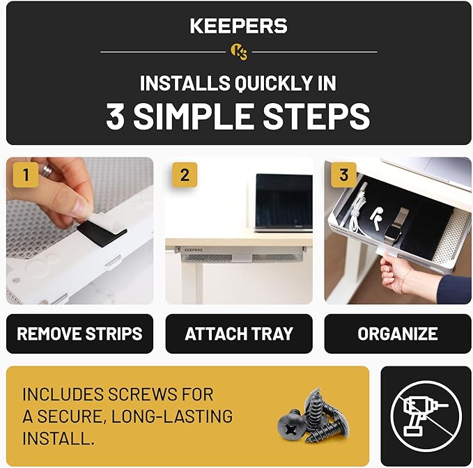 Anything Keeper - Compact Under-Cabinet Slide-Out Storage Drawer for Kitchen, Office, Desk, RV & Small Spaces | Hidden Organizer, Sturdy Steel, Easy Screw-In Mount, Fits 11x10x2.5 in - White