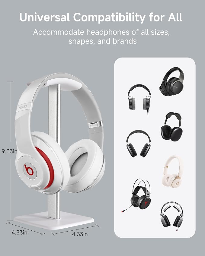 Sleek Modern Headphone Stand for Desk - Easy Assembly & Disassembly - Exquisite Craftsmanship Headset Holder for All Type PC Wireless Gaming Headset (White)