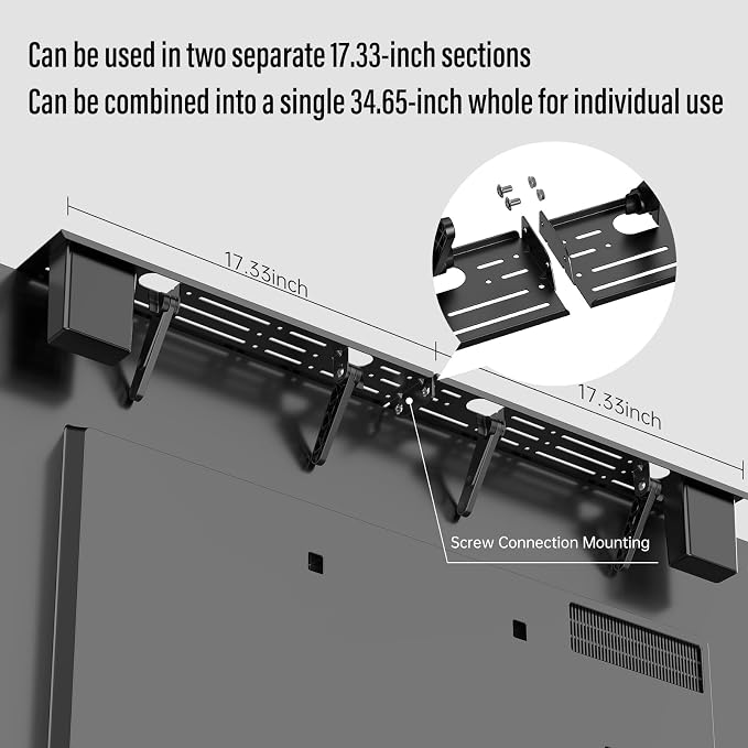CABTE Adjustable Steel TV Top Shelf, Floating TV Stand, Universal Monitor Shelf for Soundbar, Game Console, Cable Box, Router Shelves (34.65 x 4.33 inch)