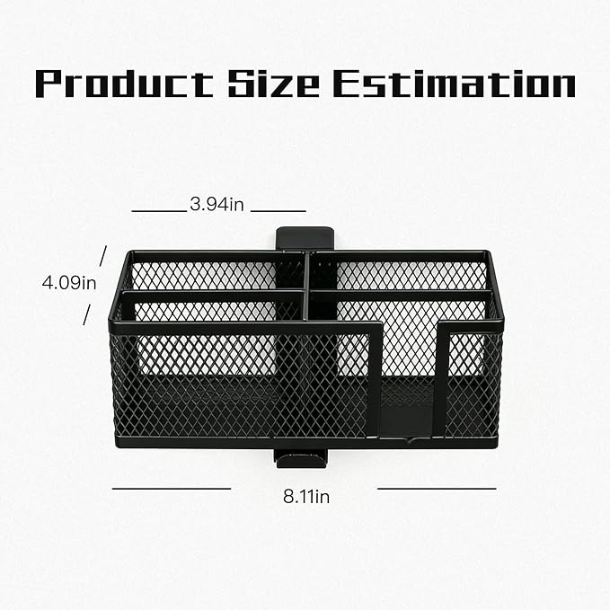 Multifunctional Clamp On Cup Holder & Desk Organizer, Space-Saving Desk Cup Holder with Headphone Hook for Office, Home - Holds Drinks, Phone, Stationery