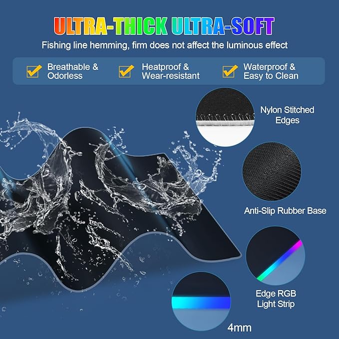 RGB Mouse Pad with Foldable Phone Stand Wireless Charger, 31.5"x11.8" XL Gaming Mousepad Large Desk Mat, Desk Pad with 11 Colors 5 Modes, Waterproof