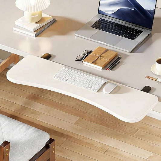 White,60 * 24,Ergonomics Desk Extender Tray, Desktop Extender, 30"x9.4" Clamp on Table Mount Arm Wrist Rest Shelf, Small Table Edge Extender Tray, 90° Foldable Computer Arm Rest for Desk