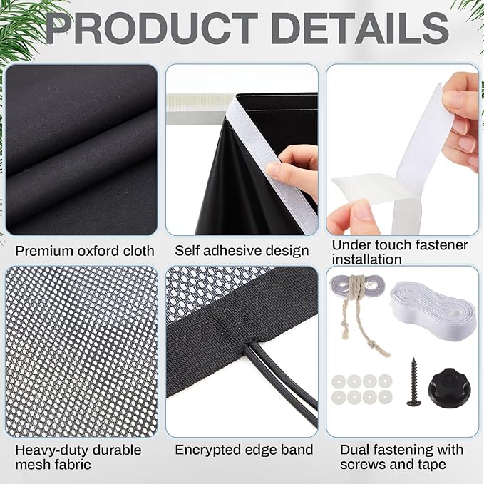 Tegeme 80'' Under Desk Privacy Panel with Cable Management Net Desk Skirt Self Adhesive Modesty Panel with Cord Organizer Pockets for Office Home Standing Workstation (Black)