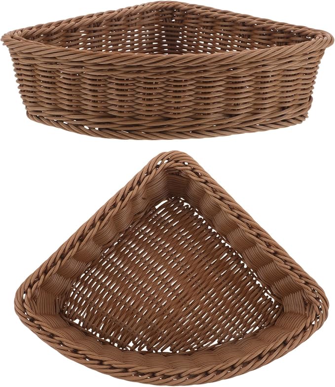 2pcs Triangular Storage Baskets Wedge Corner Cabinet Turntable Shelf Storage Organizer For Kitchen Pantry Items Bathroom Coffee