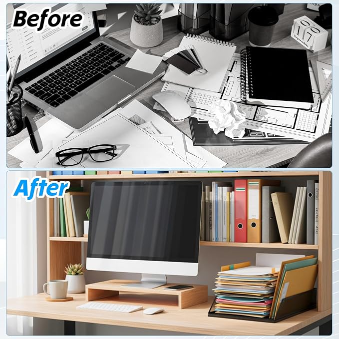 2 Pack 12.8 x 9.84 Inch Black Metal Mesh Letter Tray, Stackable Desk File Organizer Paper Holder Document Storage for Office Home Classroom