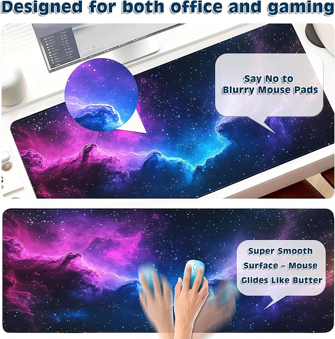 Gaming Desk Mat with Silky Smooth Surface & Exquisite Patterns,31.5x11.8 Inches Large-Sized Mouse Pad, Perfect for Extended Gaming,Work,and Home Office Decor (Starry Sky 5)