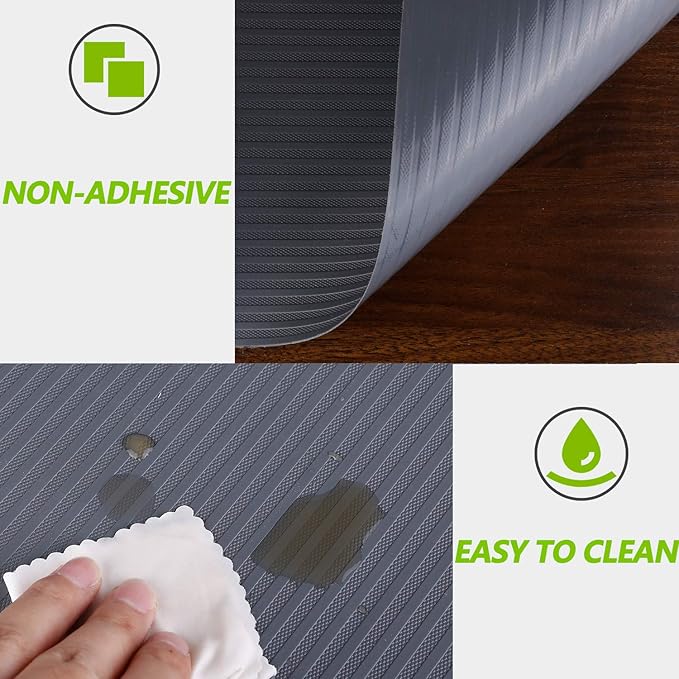 Drawer and Shelf Liner, Shelf Cabinet Liner Non Adhesive Refrigerator Mats Washable, No Odor Plastic Pantry Liners Wire Shelf Paper Drawer Liner for Cupboard Kitchen(Gray, 23.6 x 157.5 inches)