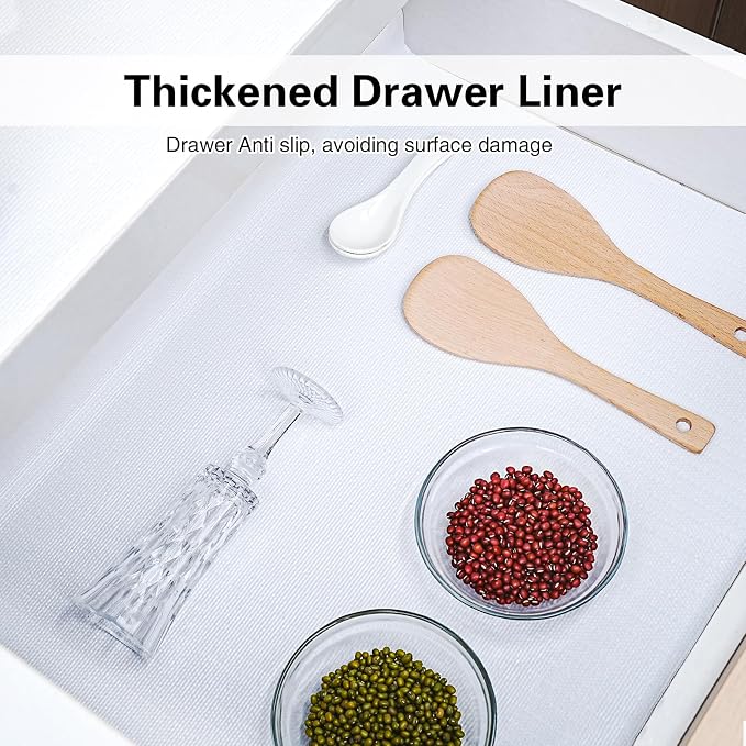 Drawer and Shelf Liner for Kitchen Cabinet,Non-Adhesive Cabinet Liner 24in x 30FT,Waterproof Shelf Paper Non-Slip Mats Cupboard Liner Contact Protect Dresser/Shelves/Table-White