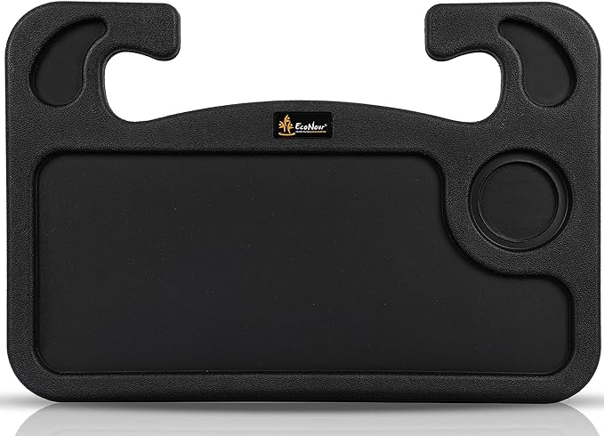 EcoNour 2 in 1 Car Steering Wheel Desk | Tray for Laptop Car Mount with Pen Holder | Desk Console for Car | Food Tray for Eating with Drinks Holder | Multipurpose Travel Car Accessories