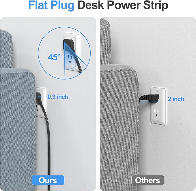 BEVA Desk Clamp Power Strip 6FT, Desk Edge Mount Extension Cord with 10 Outlets, 20W Fast Charging Station, PD 20W USB C Ports, Fit 1.96" Tabletop Edge, Etl List