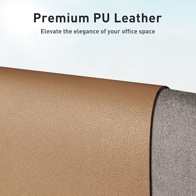 Aothia Faux Leather Desk Mat for Keyboard & Mouse (Khaki, 31.5" x 15.7") | Large desk mat for keyboard, mouse and laptop, creating a clean, organized workspace for work, study and everyday use