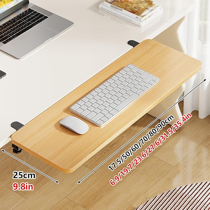 Desk-side Extension Arm with Support Tray,Drill-free Clamp-on Desk Extension Tray,Ergonomic Armrest with 90° Folding Design,Suitable for Dorms and Office Desks.(White,50x25cm/19.7x9.8in)