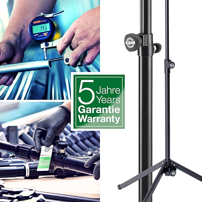 K&M König & Meyer 11510.000.55 Sheet Music Stand & Desktop Book or Document Holder | Table/Desk/Shelf C-Shape Mounting Clamp | Tilt Adjustment | Easy On/Off | Portable | German Made Blk