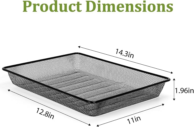 Office Metal Mesh Basket for Desk, Single Paper Tray Organizer, Turn in Trays Classroom, Flat Mail Letter Storage Basket for Office Home Drawers School, Black (1 Pack)