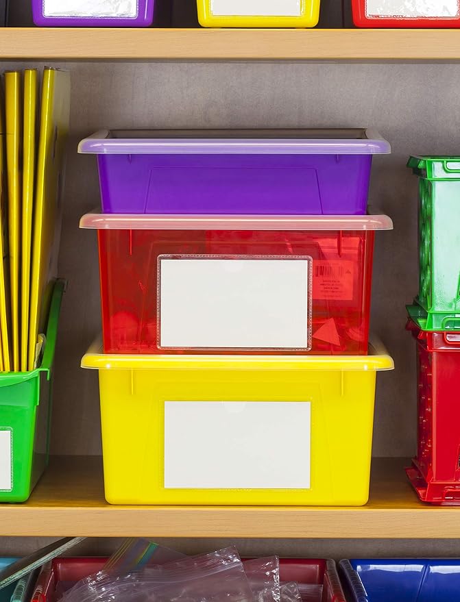 Storex Letter Size Flat Storage Tray – Organizer Bin for Classroom, Office and Home, Blue, 5-Pack (62517U05C)