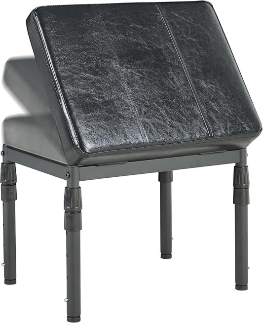 TIOPGHAD Adjustable Ottoman Pouf, 4 Height Position & 60 Degree Tilt Angle Synthetic Leather Ottomans Foot Stools Stool Pouffe FootStool Under Desk for Living Room Home Office(Black Synthetic Leather)