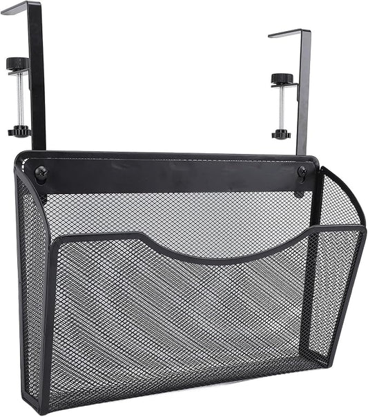 Dioche Clamp on Desk Hanging Desk Organizer Adjustable Carbon Steel ClampOn Organizer for Effective Office Storage - Stylish White Design (Black)