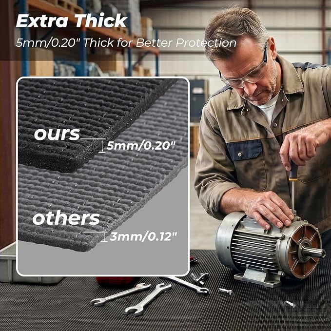 PABUSIOR Toolbox Drawer Liner 24 Inch: Large Non Slip Tool Box Shelf Liners for Under Sink - 5MM Thick Foam Heavy Duty Cabinet Mats for Garage Shelves 24" W x 197" L Black