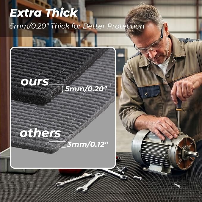 PABUSIOR Toolbox Liner 16" Wide: Heavy Duty Foam Tool Box Drawer Protector Mats - 5MM Thick Non Slip Cabinet Shelf Liners for Garage Shelves 16" W x 197" L Black