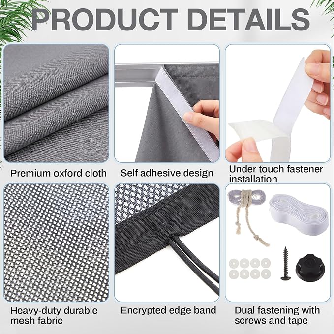 Tegeme 60'' Under Desk Privacy Panel with Cable Management Net Desk Skirt Self Adhesive Modesty Panel with Cord Organizer Pockets for Office Home Standing Workstation(Gray)