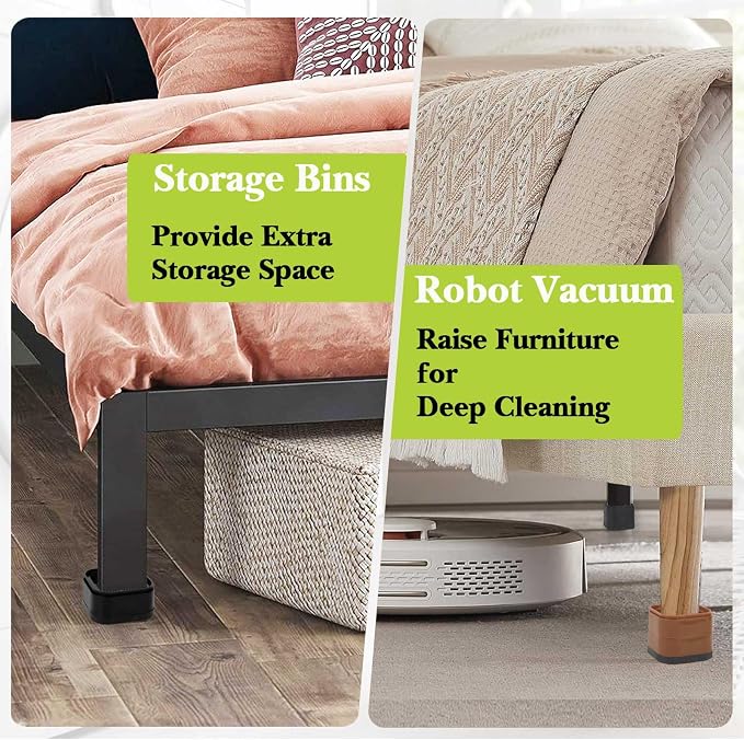 20 Pack Furniture Risers 1 Inch, Adjustable Bed Risers Heavy Duty for Table Desk Couch Chair Sofa Cabinet Bed Legs Dorm, Square Stackable Bed Raisers Blocks Lift Height 1", 2" or 3", White
