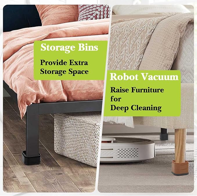 8 Pack Furniture Risers 4 Inch, Adjustable Bed Risers Heavy Duty for Table Desk Couch Chair Sofa Cabinet Bed Legs Dorm, Square Stackable Bed Raisers Blocks Lift Height 1", 2",3"or 4", White