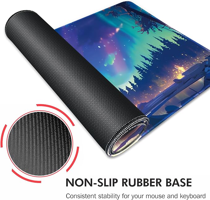 Galdas Mouse Pad for Gaming,Aurora Background Pattern XXL XL Large Mouse Mat Long Extended Mousepad Desk Mat Non-Slip Rubber Mice Pads Stitched Edges Thin (31.5 x 11.8 x 0.12 Inches)