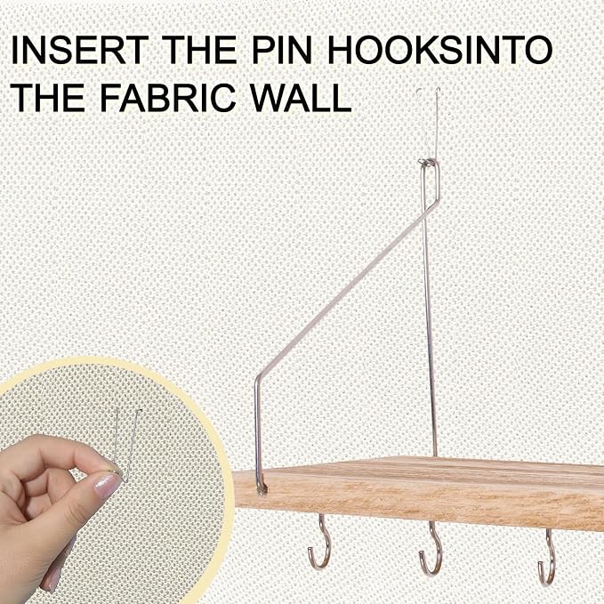 1-Pack Cubicle Shelf For Fabric Walls With Hooks：12x6.0in Wooden Cubicle Shelf Hanging Organizer Silver shelves for Accessories Office Stylish Ations cubical Decorations For Women Desk work storage