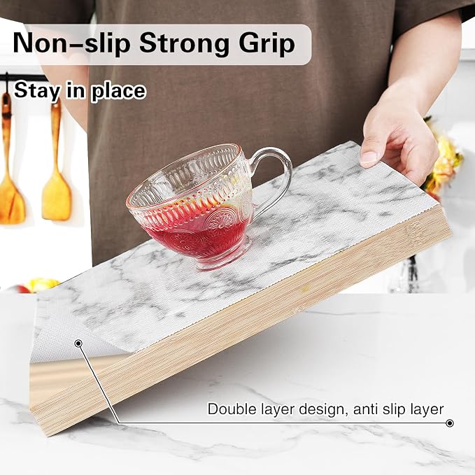 Drawer and Shelf Liner for Kitchen Cabinet,Non-Adhesive Cabinet Liner 18in x 20FT,Waterproof Shelf Paper Non-Slip Mats Cupboard Liners Contact Protect Dresser/Shelves/Table-Marble