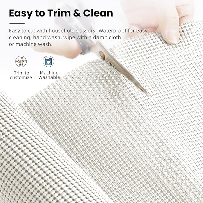BAGAIL Non-Adhesive Shelf Liner, Thick Strong Grip Drawer Liners for Kitchen Cabinets, Heavy-Duty Easy Cut Cabinet Liners for Shelves, Pantry, Bathroom Cupboards - 12" x 20FT, White
