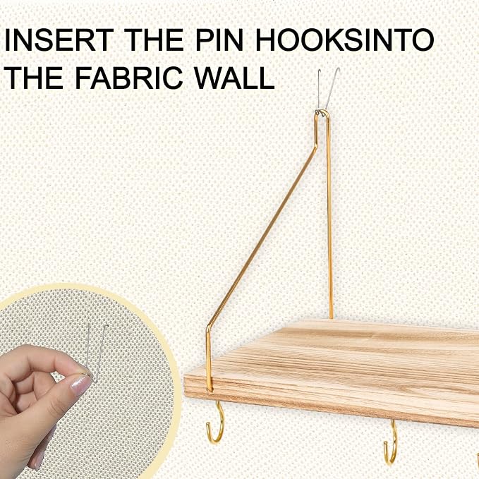 2-Pack Cubicle Shelf For Fabric Walls With Hooks：12x6.0in Wooden Cubicle Shelf Hanging Organizer Gold Shelves For Accessories Office Stylish Ations cubical Decorations For Women Desk work storage