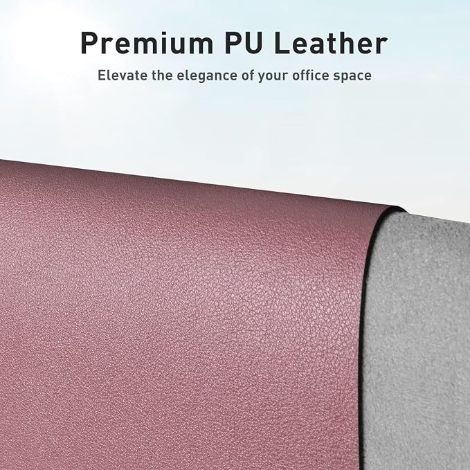 Aothia Faux Leather Desk Mat - Non-Slip PU Leather Desk Blotter, Waterproof Writing Surface, Large Desk Pad for Office & Home (Dark Pink, 55" x 24")