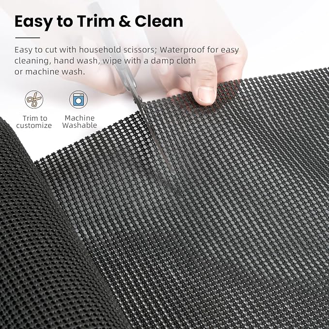 BAGAIL Non-Adhesive Shelf Liner, Thick Strong Grip Drawer Liners for Kitchen Cabinets, Heavy-Duty Easy Cut Cabinet Liners for Shelves, Pantry, Bathroom Cupboards - 24" x 20FT, Charcoal