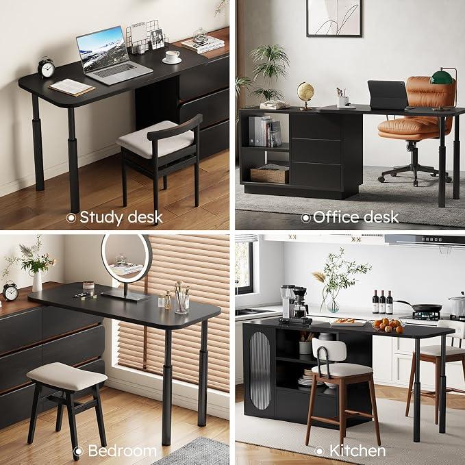 CycleCrew Large L-Shaped Desk Extension, 47.2" L Freestanding Desk Extender with Adjustable Height, Full-Size Tabletop Extension for Existing Desk, Space Saving Workstation Expansion for Home Office