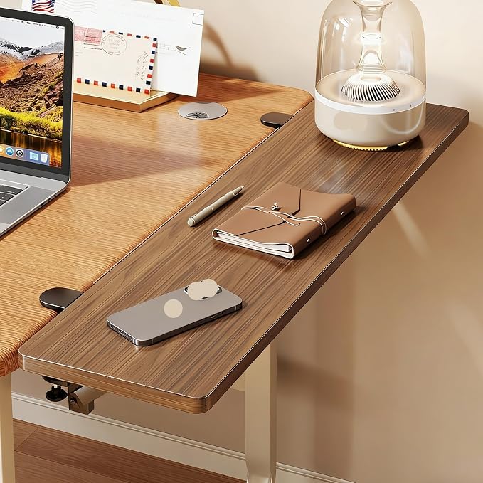 Brown,90 * 20,Desk Extender Tray, 35.4" x 9.8" Clamp On Desk Shelf, Wood Desk Extension, Table Desk Arm Rest, Clamp On Keyboard Tray for Office and Home, Workstation Organizer, Large