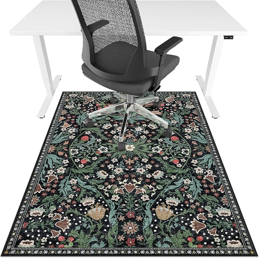 Office Chair Mat for Hardwood Floor & Tile Floor,36"X 48" Heavy Duty Desk Chair Mat for Hard Floors, Under Desk Rug for Rolling Computer Chair,Anti Slip,Low Pile Carpet Floor Protector-Green Grass