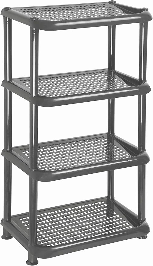 Mintra Home Light Duty Plastic Storage Racks (Rectangular Rack, Grey)