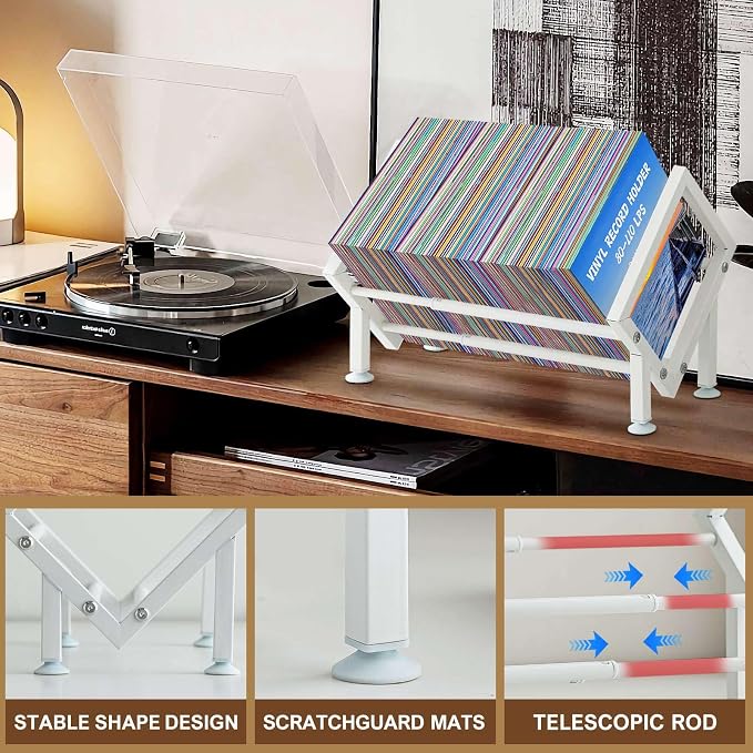 ENCIMART Tabletop Bookshelf Organizer, Adjustable Desk Shelf for Top of Desk in Living Room, Home, Office, Stainless Steel Tilting Bookcase Desktop Storage Book Rack for Magazine/CDs/Books Display