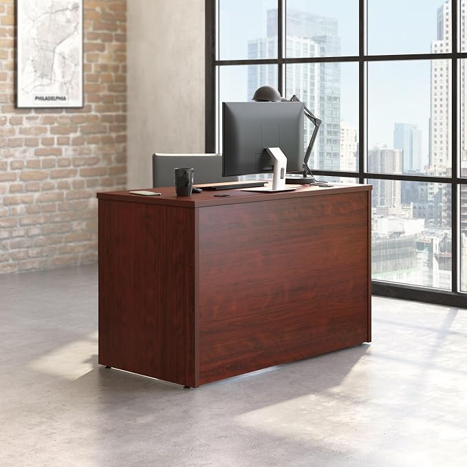 Sauder Affirm 48x24 Desk Shell/Credenza/Return, Classic Cherry Finish
