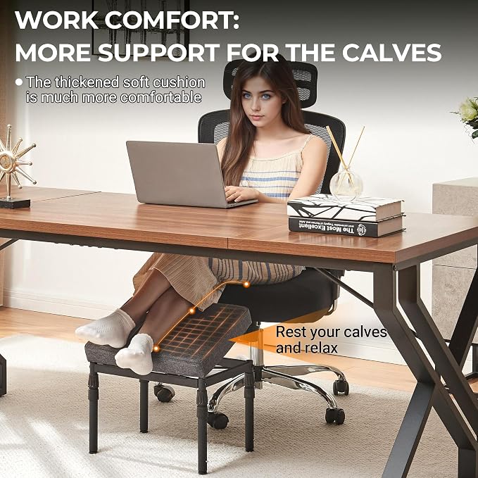 TIOPGHAD Adjustable Ottoman Pouf, 4 Height Position & 60 Degree Tilt Angle Adjustment Footrest Ottomans Footrest Foot Stools Pouffe Footstool for Under Desk for Living Room Home(Carbon Gray)