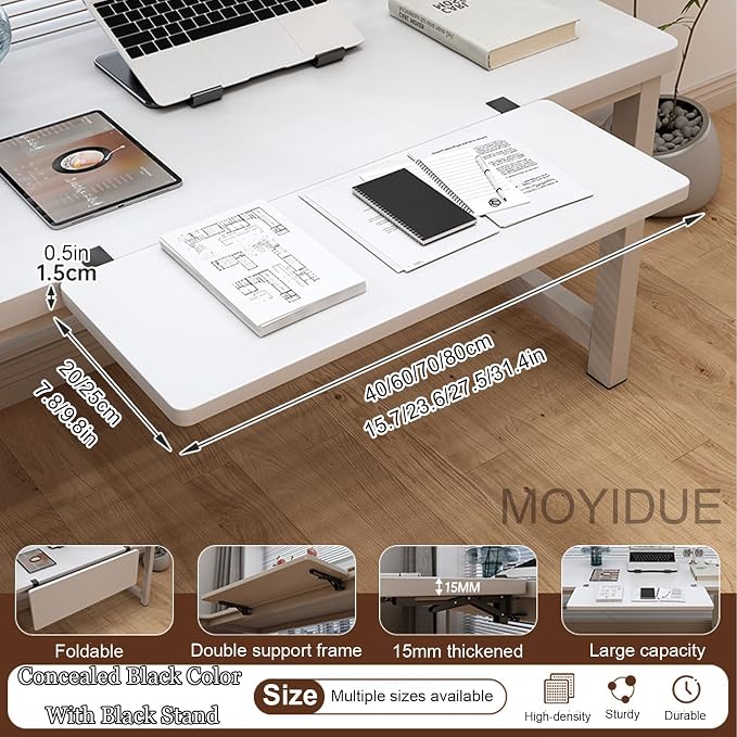 Folding Table Extension Board, 15mm Thickened Material, Side Tables Living Room for Office, Home Learning, Gaming, Instant Space Expansion for Keyboard, Printer, Notebooks