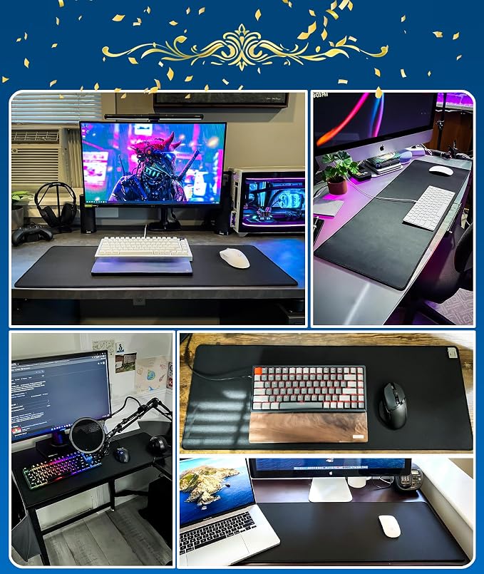 KTRIO Large Gaming Mouse Pad Desk Mat for Gamer, 31.5" x 11.8", Black, XL | Extended Size Design, Superior Micro-Weave Cloth, Non-Slip Rubber Base, Durable Stitched Edges, Water-Resistant Coating