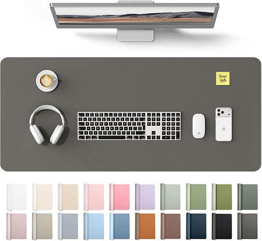 YSAGi Leather Desk Protector, Office Mat, Large Mouse Mat, Non-Slip PU Leather Blotter, Laptop Desk Mat, Waterproof Writing Pad for Office and Home(Dark Grey, 42" x 17.2")