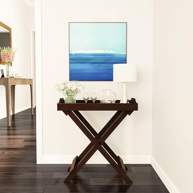 Lavish Home End Folding Modern Minimalist Wooden Contemporary Side Table, Multifunctional, Portable, Stylish Serving, Snack or Lap Tray, Suitable for Indoor and Outdoor Use - BROWN