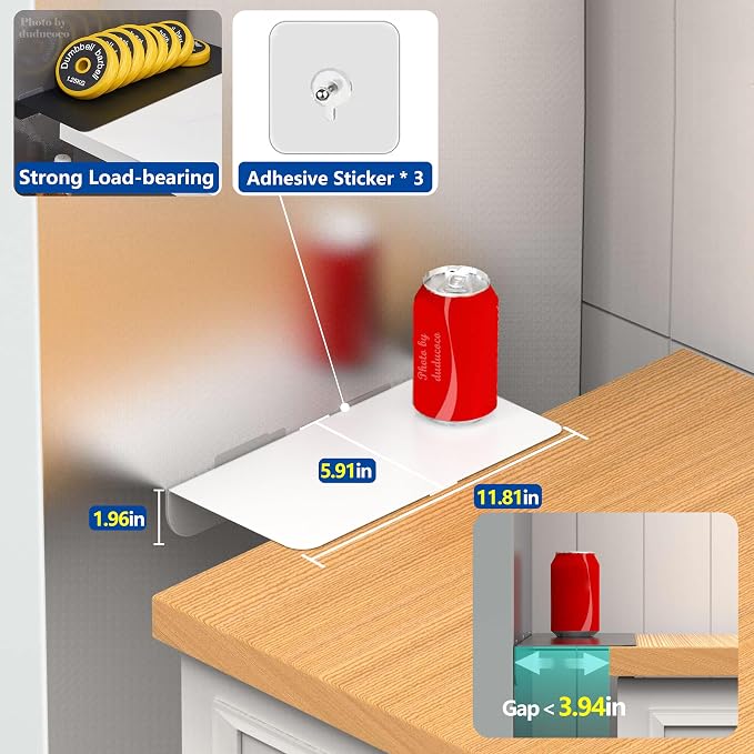 Metal Kitchen Refrigerator Gap Partition Countertop Gap Extension Board, Refrigerator Side Partition, Gap Covers Between Countertop And Walls, No Drill (White, 11.8 * 5.9inch)