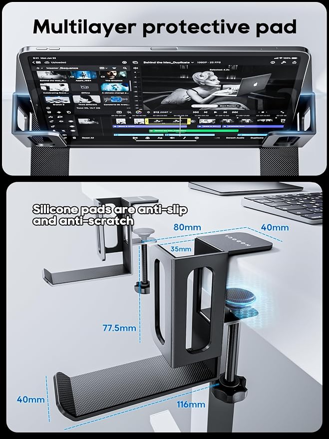 NODOCA Laptop Storage for Desk, Vertical Laptop Stand for Desk, MacBook Vertical Stand, with Headphone Holder, Desk Side Storage for MacBook/Surface/Samsung/HP/Dell[M, White]
